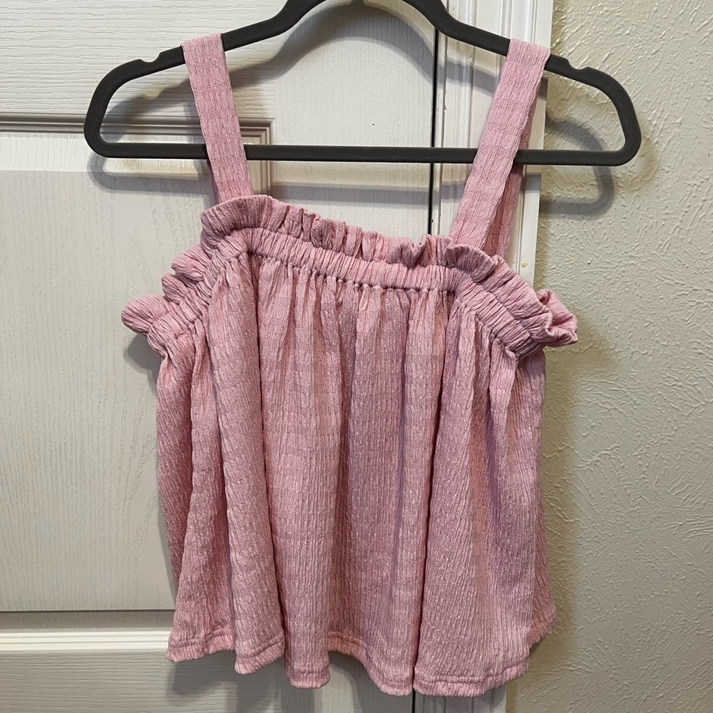 Blush ruffle tank top